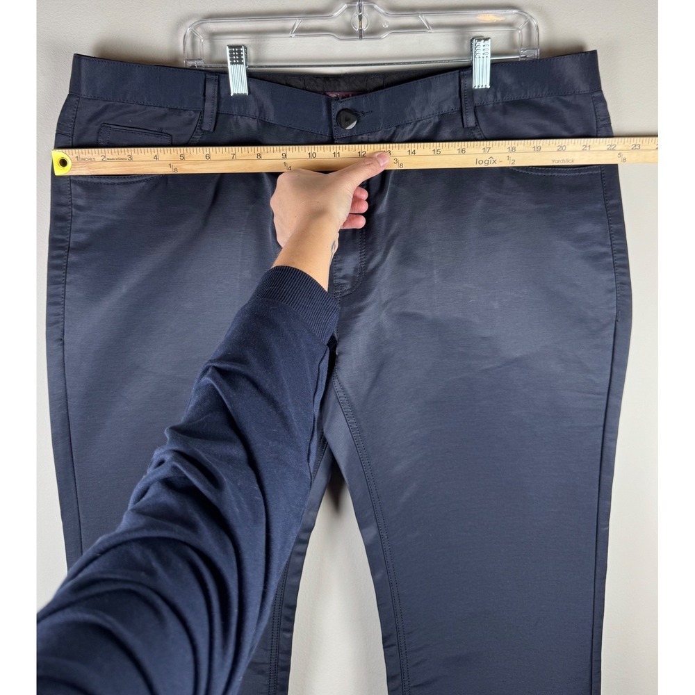 Barabas Italy Mens Navy Blue Sateen Slim Fit Handcrafted Trousers Size 42 - Picture 6 of 9